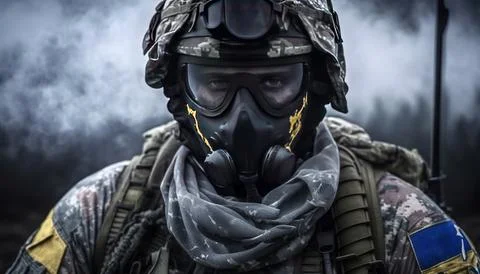 Warrior army Ukraine. Generated AI Stock Illustration