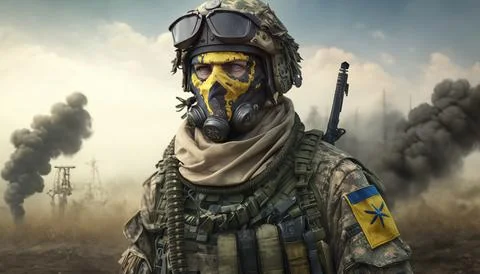 Warrior army Ukraine. Generated AI Stock Illustration