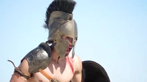 Warrior in the desert in the Middle Ages Stock Footage