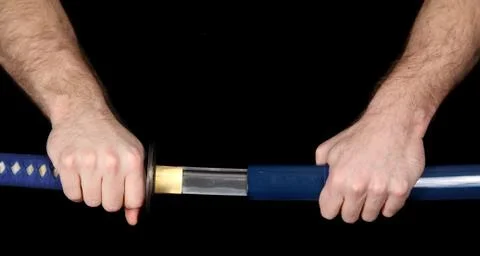 Warrior drawing samurai sword Stock Photos