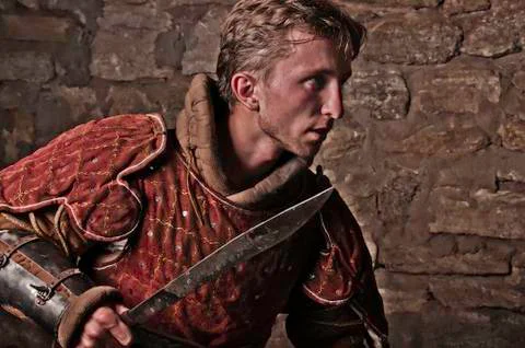Warrior in dungeon Stock Photos