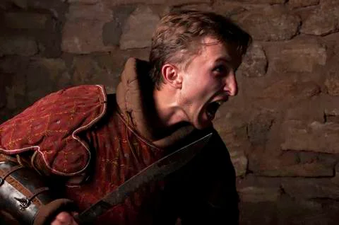 Warrior in dungeon Stock Photos