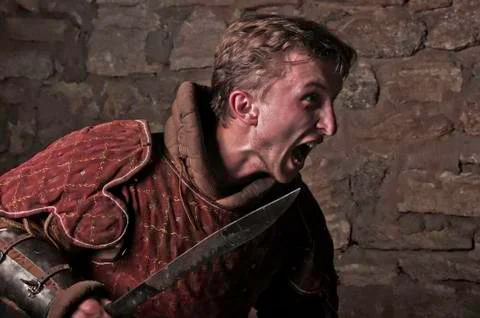 Warrior in dungeon Stock Photos