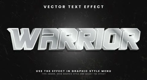 Warrior editable text effect template Stock Illustration