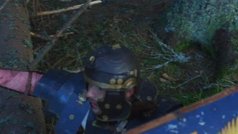 Warrior falling on the ground Stock Footage 86763639