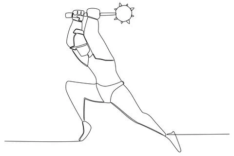 A warrior fights with an ancient weapon Stock Illustration