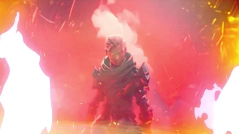 Warrior in flames heroic fantasy character in fire 스톡 동영상 338240765