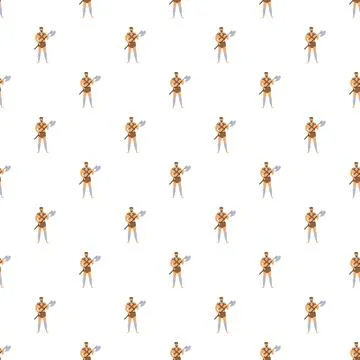 Warrior gladiator holding axe seamless pattern design Stock Illustration