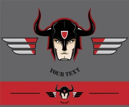 Warrior head with the horn, Stock Illustration