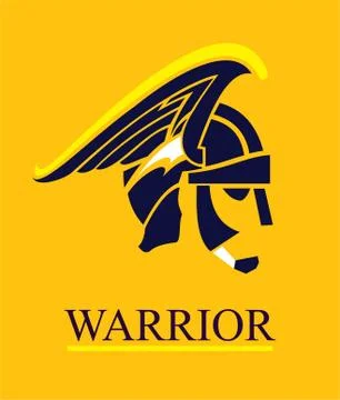 Warrior head, sparta, trojan, winged head warrior. Stock Illustration
