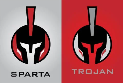 Warrior head. Warrior helmet. Conqueror. Endeavor icon, Stock Illustration