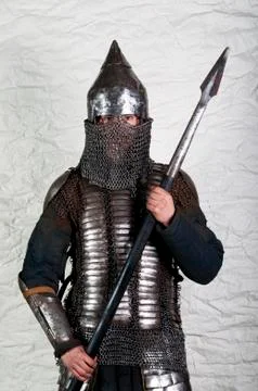 Warrior holding his lance Stock Photos