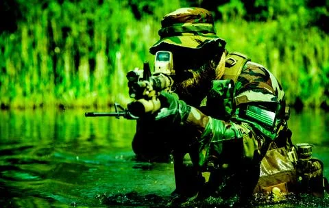 Warrior in the jungle Stock Photos