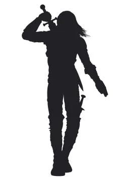 Warrior man silhouette Illustrazione stock