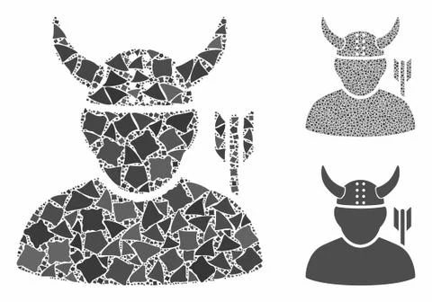 Warrior Mosaic Icon of Uneven Elements Illustrazione stock