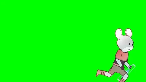 A warrior mouse in a cape and battle clothes running and jumping with a sword in Stock Footage 285959386
