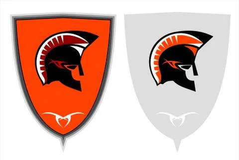 Warrior over the copper shield Stock Illustration