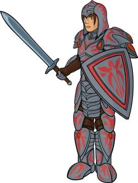 Warrior in plate armour Stock Illustration