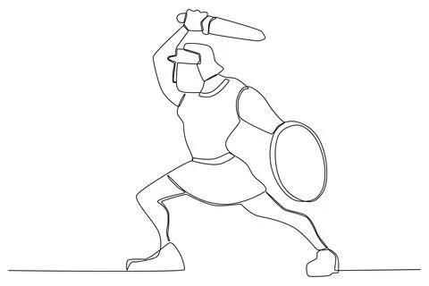 A warrior practicing with a sword Stock Illustration
