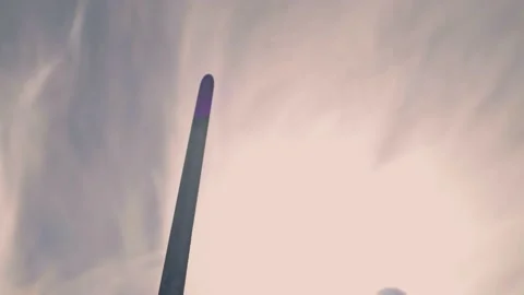 The warrior raises his sword to the sky Stock Footage
