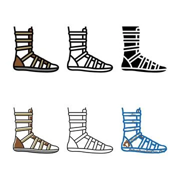 Warrior shoe styles ancient rome color icon vector Ilustración de archivo