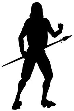 Warrior Silhouette with Spear Stock Illustration