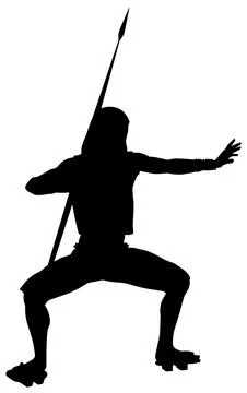 Warrior Silhouette with Spear Stock Illustration