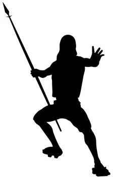Warrior Silhouette with Spear Stock Illustration