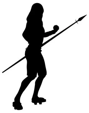 Warrior Silhouette with Spear Stock Illustration