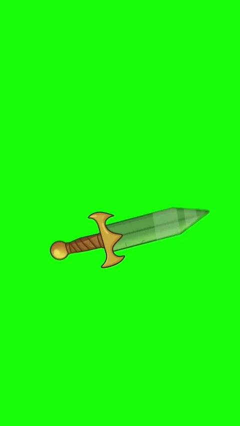 Warrior Sword in 2D Motion Graphics Vertical Green Screen Stock Footage 307477599