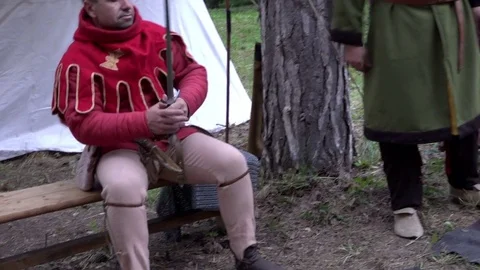 Warrior with sword in the forest 動画素材 76836850