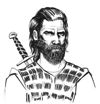 Warrior with a sword Illustrazione stock