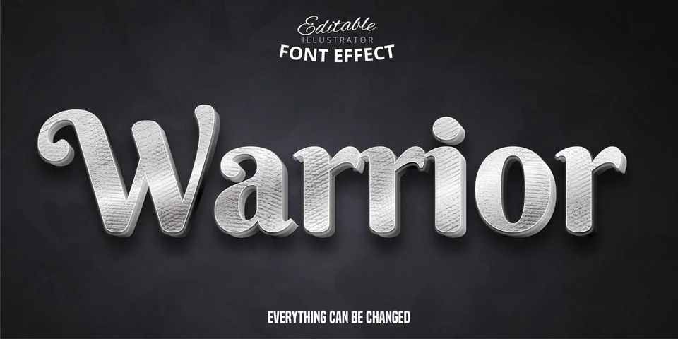 Warrior text, 3d editable font effect Stock Illustration