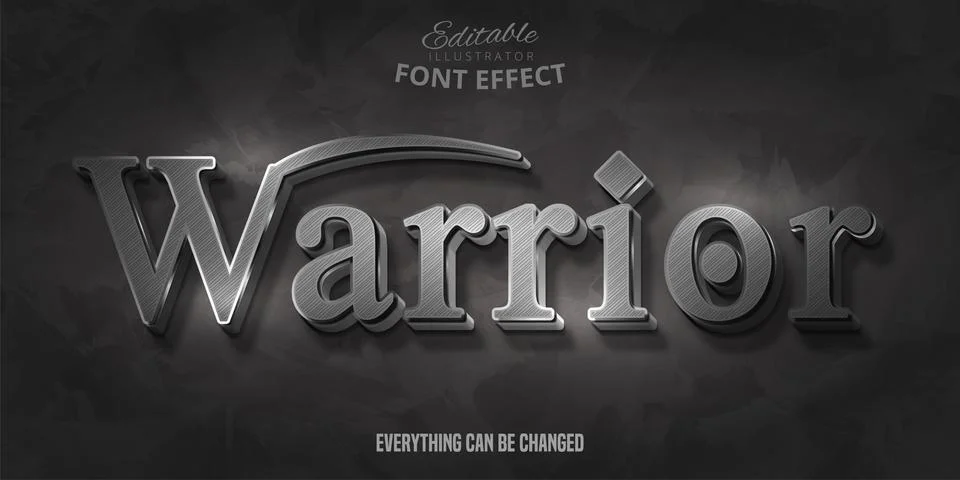 Warrior text, 3d editable font effect Stock Illustration