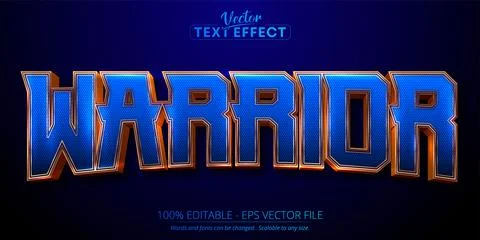 Warrior text, luxury gold editable text effect on dark blue textured background Stock Illustration
