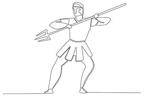 A warrior using a spear Stock Illustration
