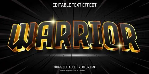 Warrior vector 3d text effect with modern style design Stock Illustration