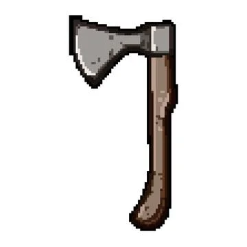 Warrior viking axe pixel art vector illustration Illustrazione stock
