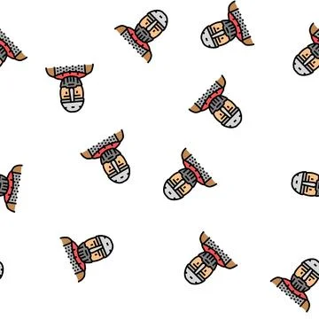 Warrior viking medieval vector seamless pattern Stock Illustration