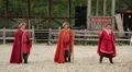 Warriors with arms in hands in Kyivan Rus park, Kopachiv village, Ukraine HD Footage