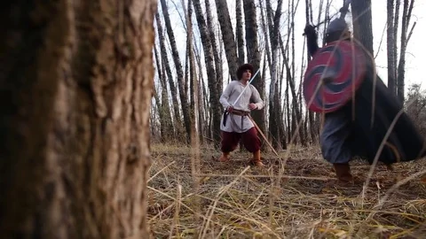 Warriors fighting, duel, war Stock Footage 83470125