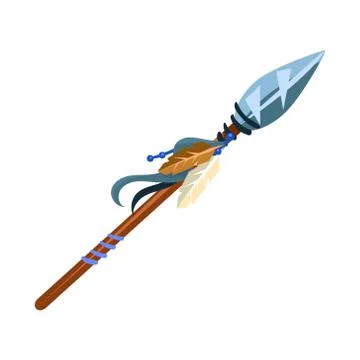 Warriors Spear Cold Weapon, Native American Indian Culture Symbol, Ethnic Object イラスト素材