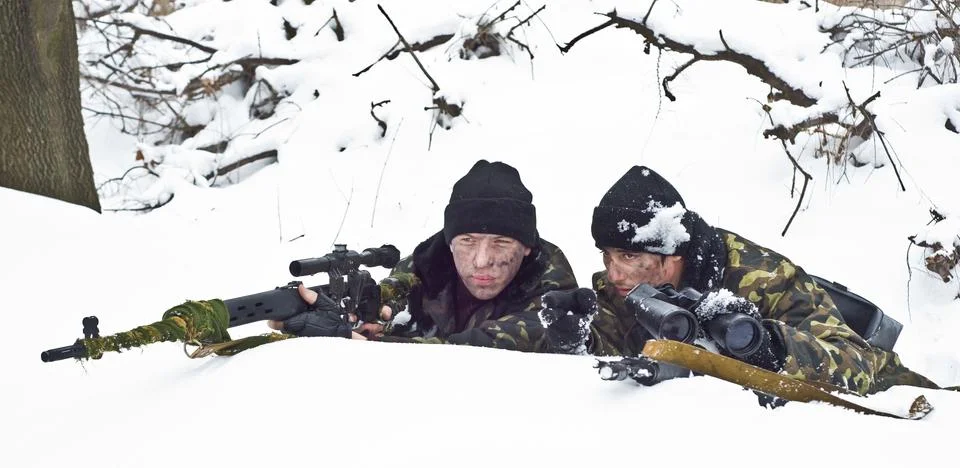 Warriors with a weapon.ambush. commando Stock Photos