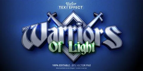 Warrios of light text, mobile game style editable text effect Stock Illustration