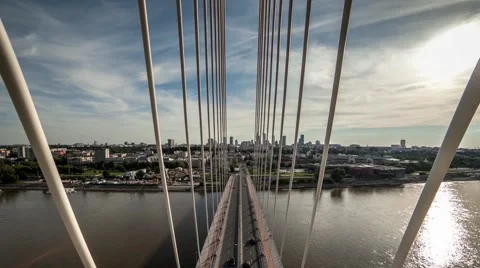 Warsaw bridge timelapse Stockbeeldmateriaal 48314131