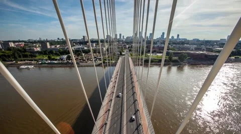 Warsaw bridge timelapse Stockbeeldmateriaal 48314140
