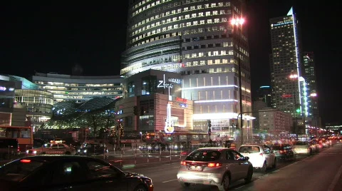 Warsaw centre at night  Stock Footage 346979