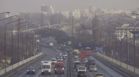 Warsaw motorway Stock Footage