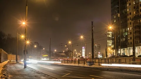 Warsaw night life time lapse. Vidéo 59242614
