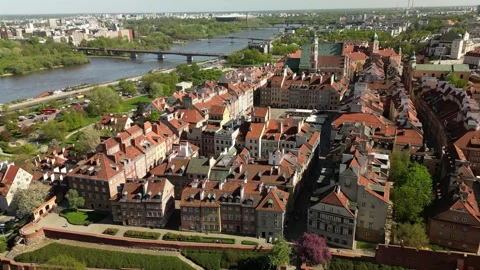 Warsaw-Old-Town-Red-Rooftops-Aerial-12 Видео 341016433